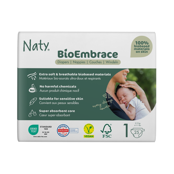 Органічні дитячі підгузки (розмір 1, 2-5 кг) Naty, 25 шт 7330933000192 фото